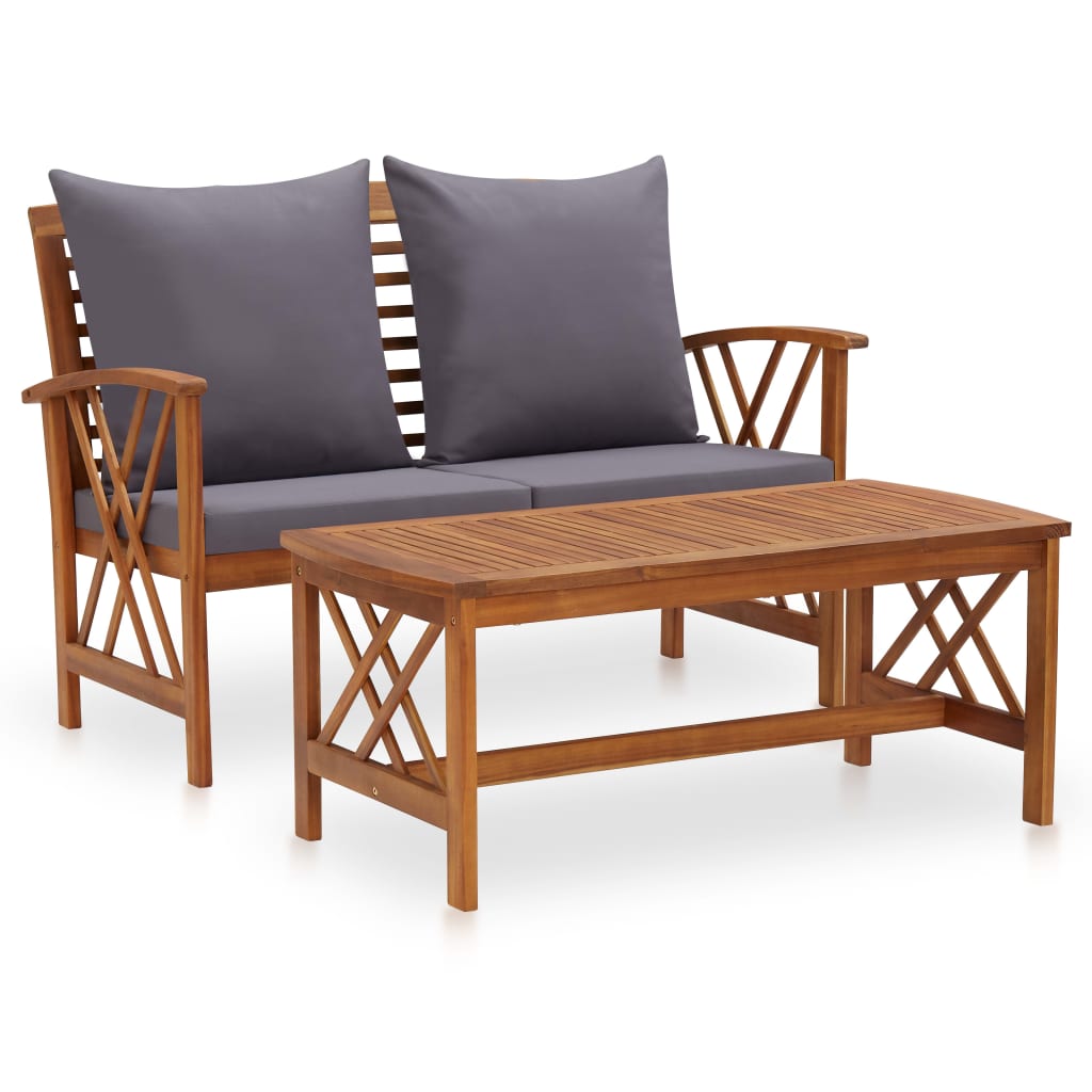 vidaXL 2-Piece Lounge Set with Cushions Solid Acacia Wood