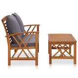 vidaXL 2-Piece Lounge Set with Cushions Solid Acacia Wood