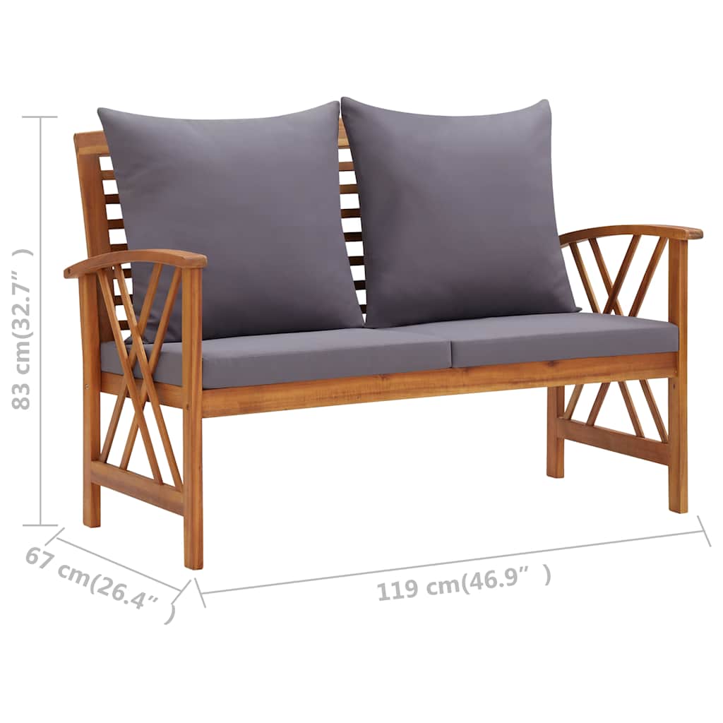 vidaXL 2-Piece Lounge Set with Cushions Solid Acacia Wood