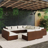 vidaXL 11-delige Loungeset met kussens poly rattan zwart