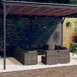 vidaXL 11-delige Loungeset met kussens poly rattan zwart
