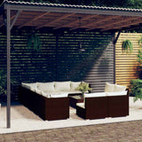 vidaXL 11-delige Loungeset met kussens poly rattan zwart