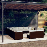 vidaXL 11-delige Loungeset met kussens poly rattan zwart