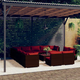 vidaXL 11-delige Loungeset met kussens poly rattan zwart