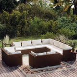 vidaXL 11-delige Loungeset met kussens poly rattan zwart