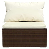 vidaXL 11-delige Loungeset met kussens poly rattan zwart