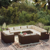 vidaXL 11-delige Loungeset met kussens poly rattan zwart