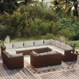 vidaXL 11-delige Loungeset met kussens poly rattan zwart