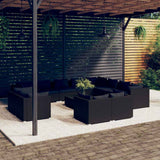 vidaXL 11-delige Loungeset met kussens poly rattan zwart