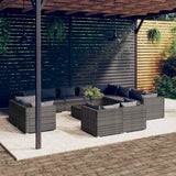 vidaXL 11-delige Loungeset met kussens poly rattan zwart