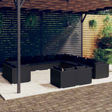 vidaXL 11-delige Loungeset met kussens poly rattan zwart