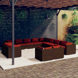 vidaXL 11-delige Loungeset met kussens poly rattan zwart