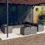 vidaXL 11-delige Loungeset met kussens poly rattan zwart