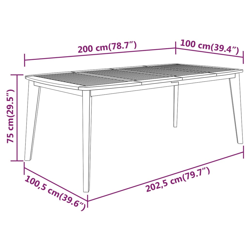 vidaXL Tuintafel 160x90x75 cm massief acaciahout