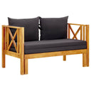 vidaXL Tuinbank 2-zits met kussens 122 cm massief acaciahout
