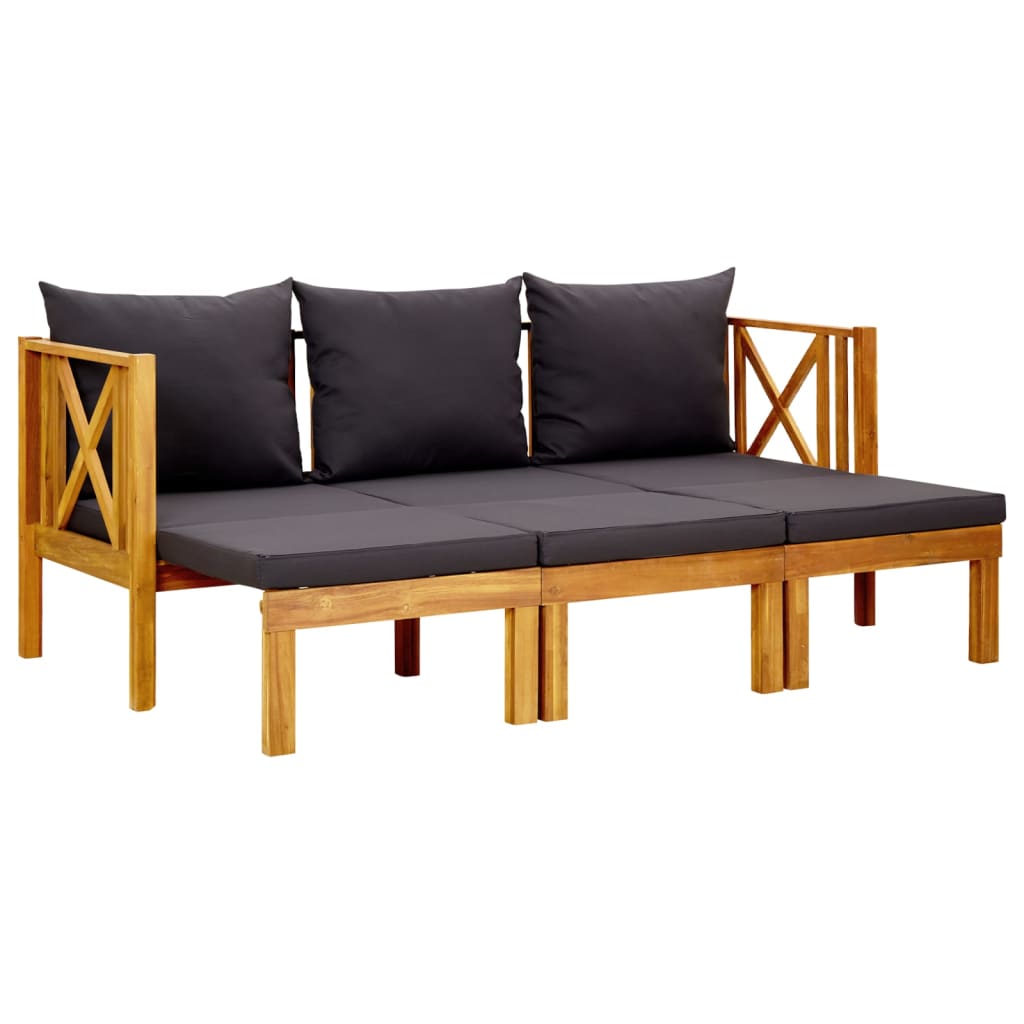 vidaXL Tuinbank 2-zits met kussens 122 cm massief acaciahout