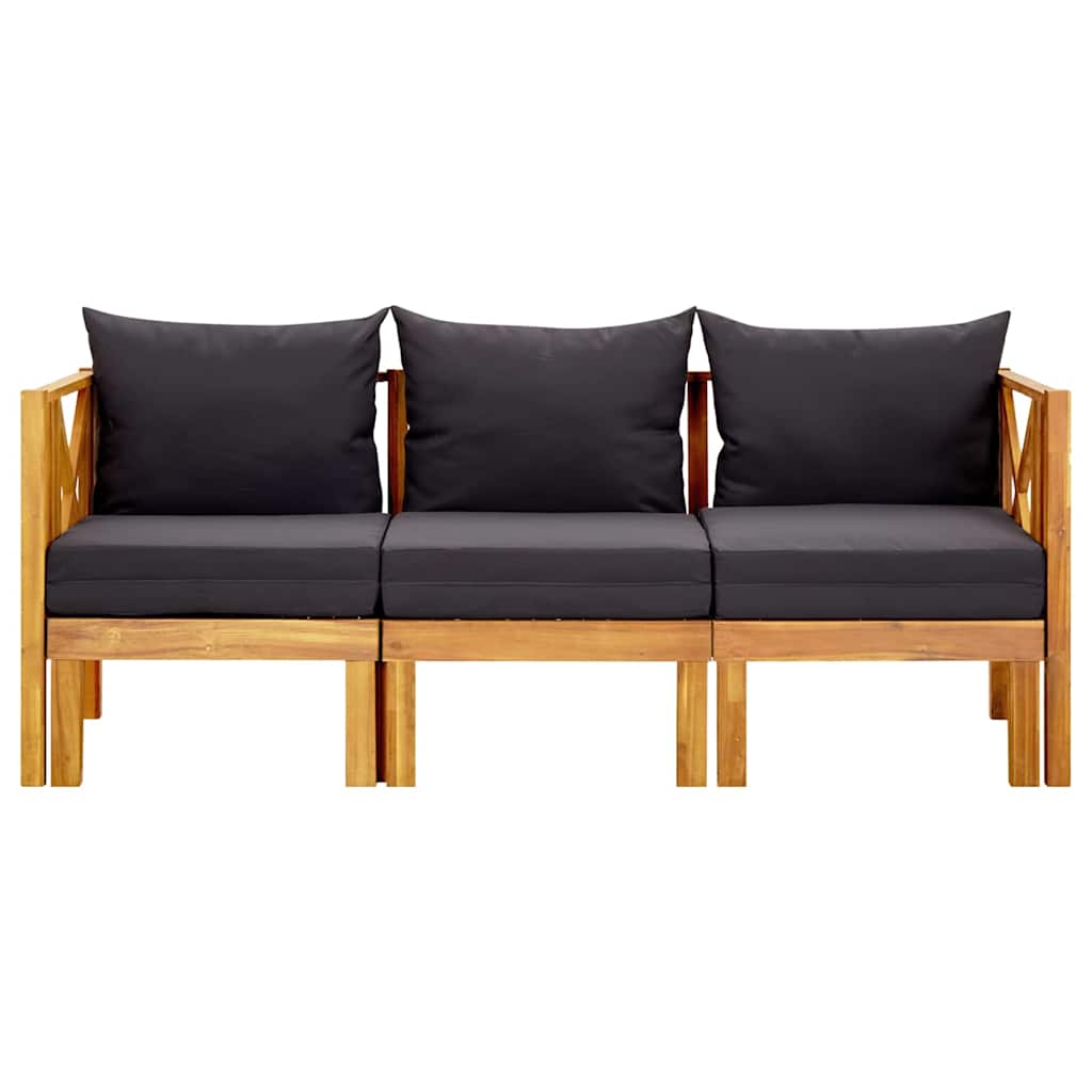 vidaXL Tuinbank 2-zits met kussens 122 cm massief acaciahout