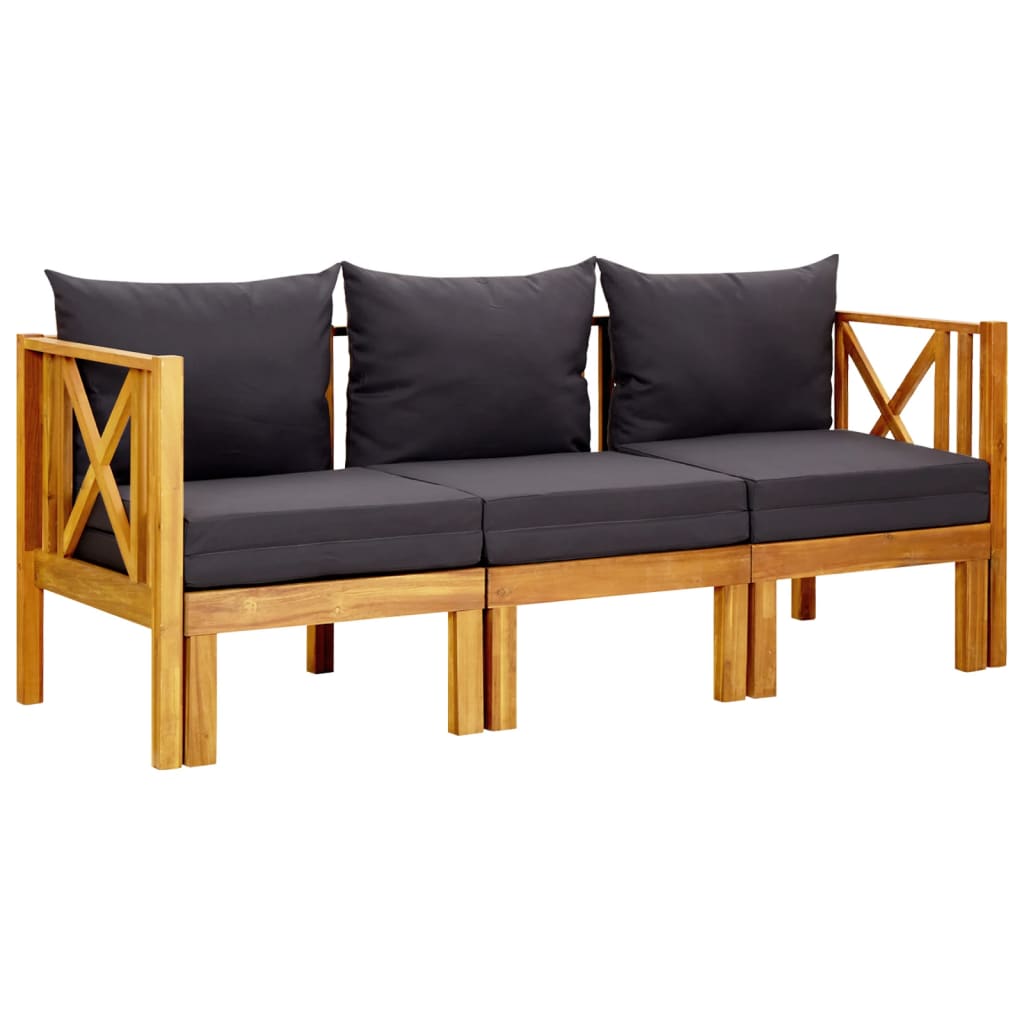 vidaXL Tuinbank 2-zits met kussens 122 cm massief acaciahout
