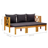 vidaXL Tuinbank 2-zits met kussens 122 cm massief acaciahout