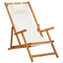 vidaXL Foldable Beach Chair Solid Eucalyptus Wood and Fabric Cream
