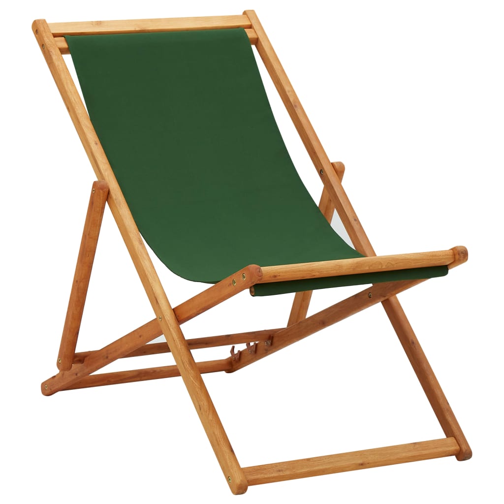 vidaXL Strandstoel inklapbaar eucalyptushout en stof crèmewit