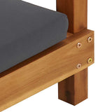 vidaXL Double Sun Lounger with Curtains and Cushions Solid Acacia Wood
