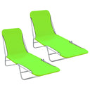 vidaXL Foldable Sun Loungers 2 pcs Steel and Fabric Green