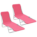 vidaXL Foldable Sun Loungers 2 pcs Steel and Fabric Green