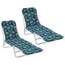 vidaXL Foldable Sun Loungers 2 pcs Steel and Fabric Green