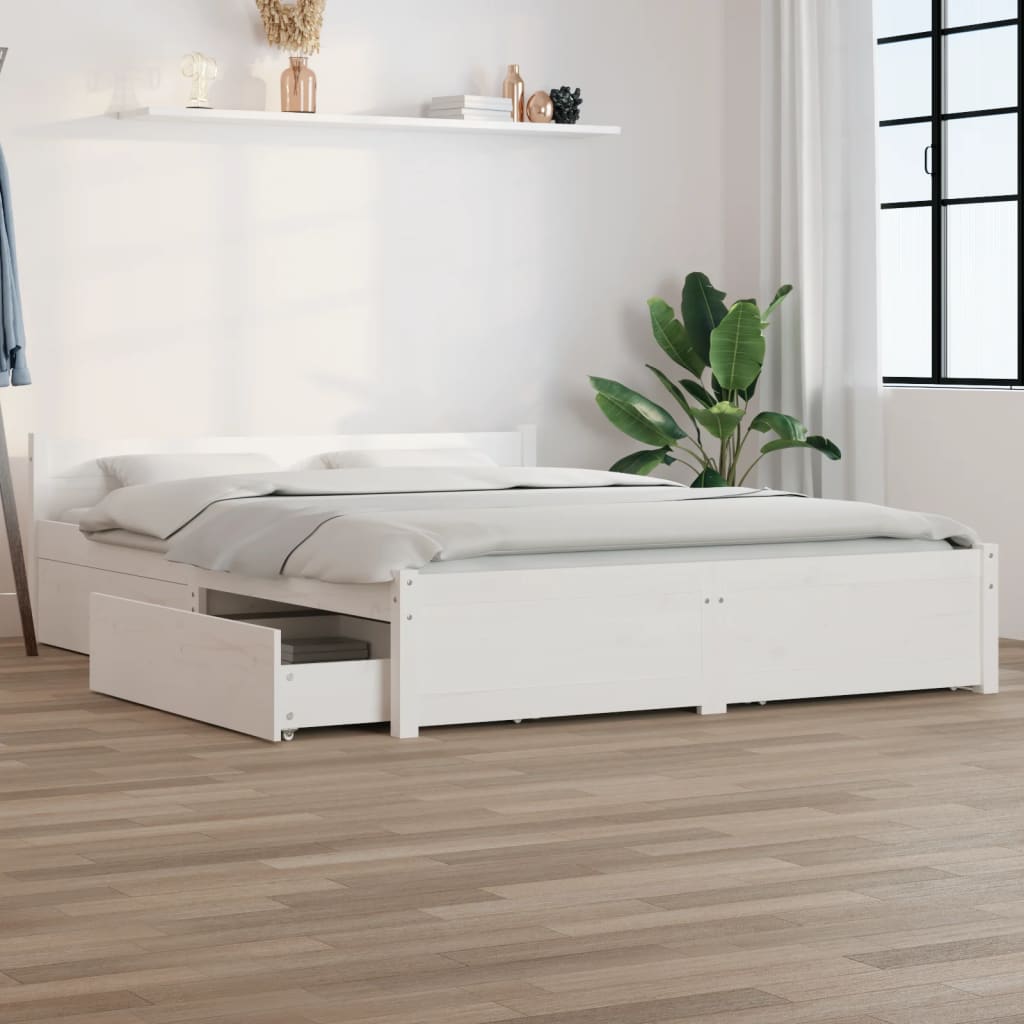 vidaXL Bedframe met lades wit 135x190 cm