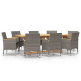 vidaXL 9-piece Garden Dining Set with Cushions Black