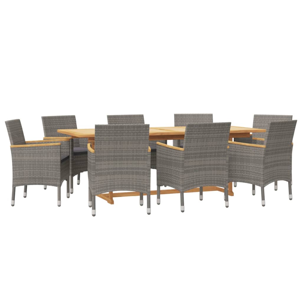 vidaXL 9-piece Garden Dining Set with Cushions Black