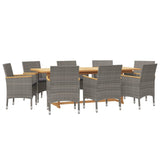 vidaXL 9-piece Garden Dining Set with Cushions Black