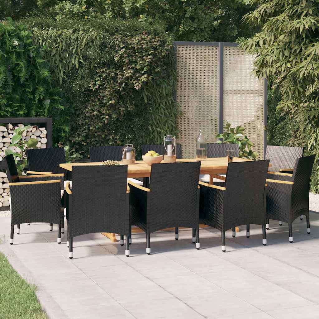 vidaXL 9-piece Garden Dining Set with Cushions Black