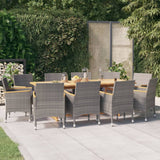 vidaXL 9-piece Garden Dining Set with Cushions Black