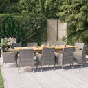 vidaXL 11-Piece Garden Dining Set with Cushions Black
