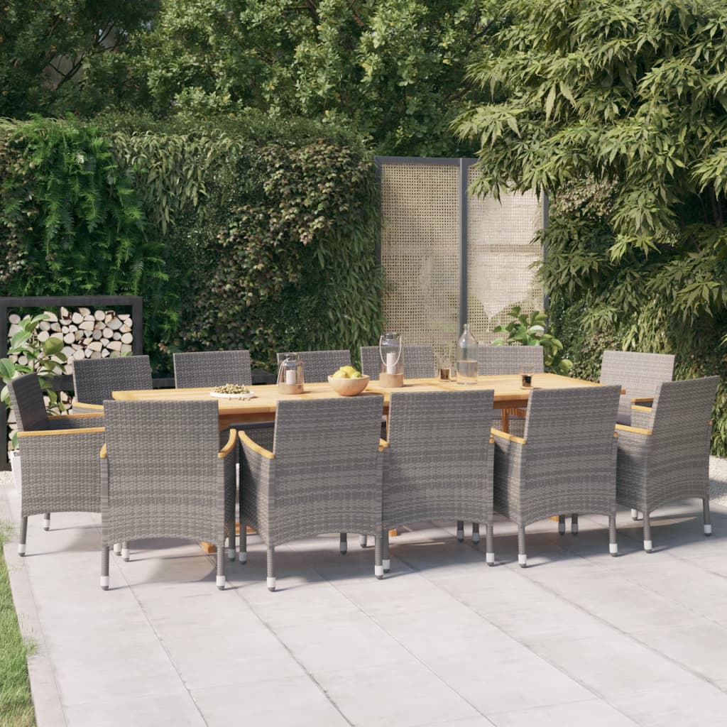 vidaXL 11-Piece Garden Dining Set with Cushions Black
