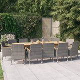 vidaXL 11-Piece Garden Dining Set with Cushions Black