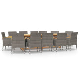 vidaXL 11-Piece Garden Dining Set with Cushions Black