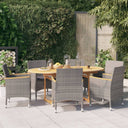 vidaXL 7-Piece Garden Dining Set with Cushions Grey