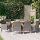 vidaXL 7-Piece Garden Dining Set with Cushions Grey