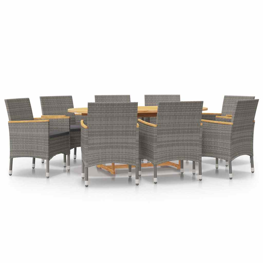 vidaXL 7-Piece Garden Dining Set with Cushions Grey