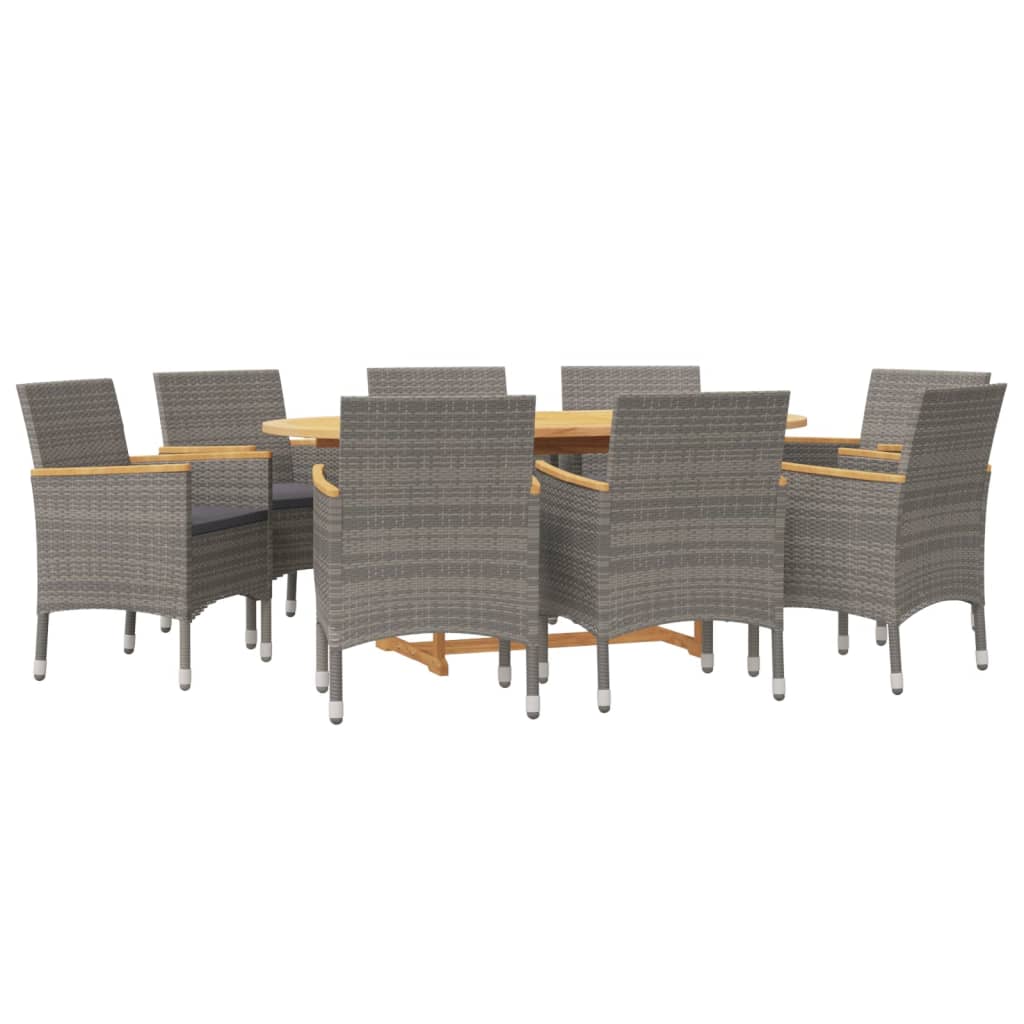 vidaXL 7-Piece Garden Dining Set with Cushions Grey