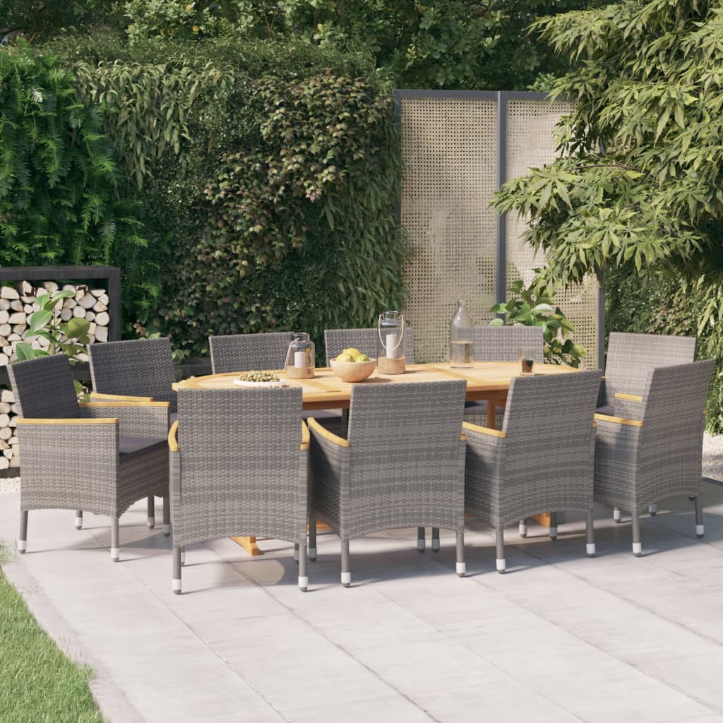 vidaXL 9-delige Tuinset met kussens grijs
