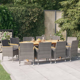 vidaXL 9-delige Tuinset met kussens grijs