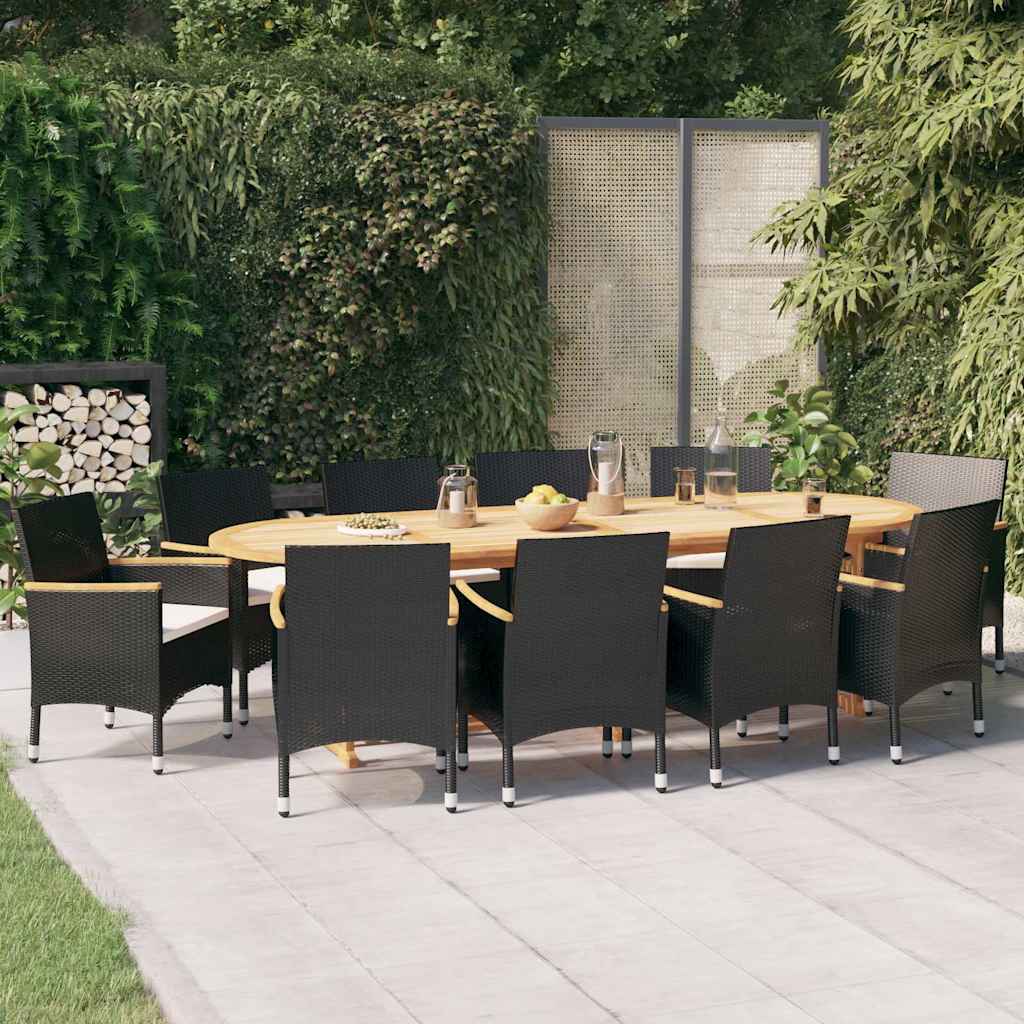 vidaXL 11-delige Tuinset met kussens zwart