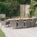 vidaXL 11-delige Tuinset met kussens zwart