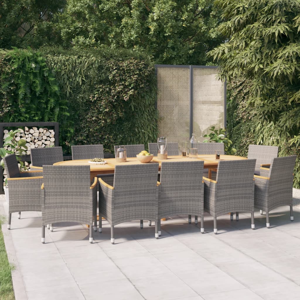vidaXL 11-delige Tuinset met kussens zwart
