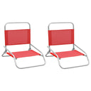 vidaXL Beach Chairs 2 pcs Foldable Fabric Red