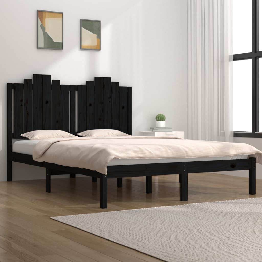 vidaXL Cadre de lit massif vert grenenhout noir 75x190 cm